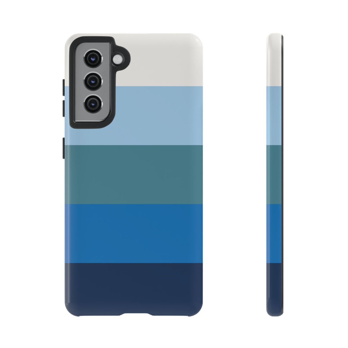 Blue and White Stripe Pattern Phone Case - Blue Phone Case - Samsung Galaxy S21 / Glossy