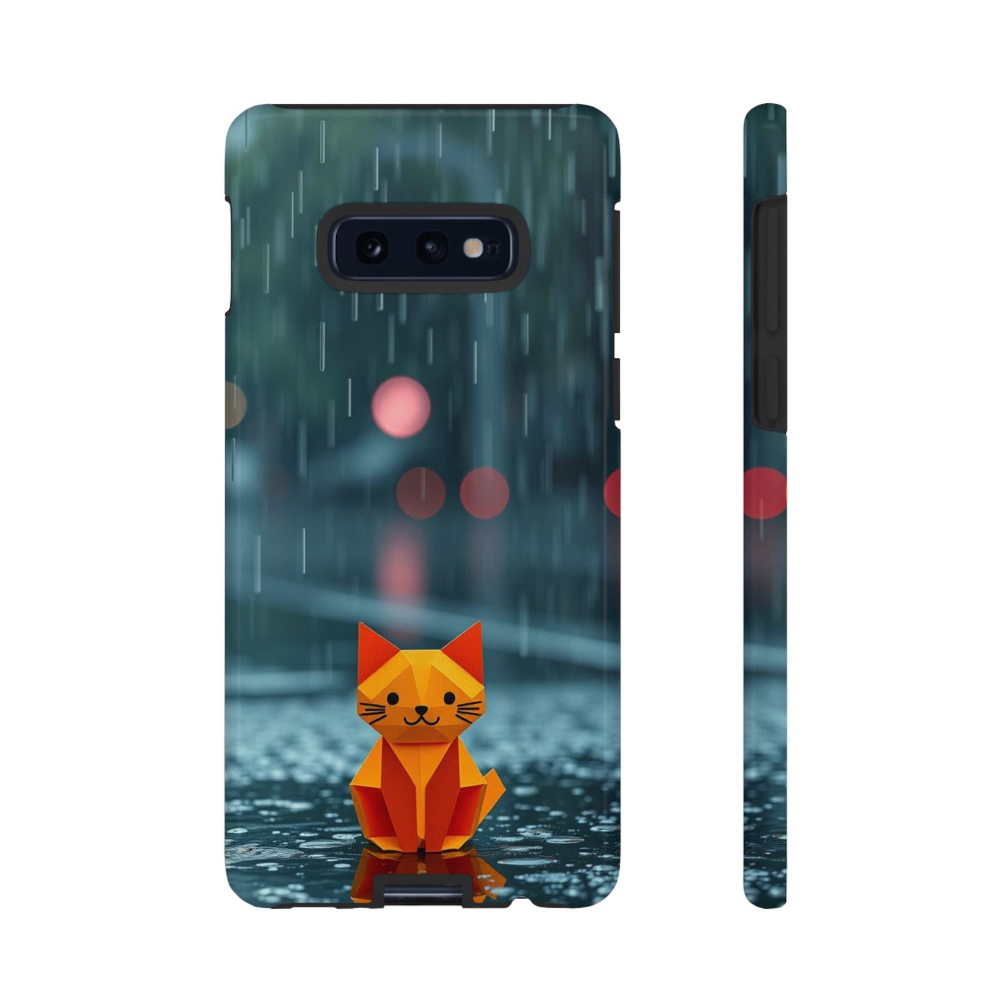 Samsung Galaxy S10E / Glossy Phone Case - Origami ’Soggy Cat’ Design Phone Case