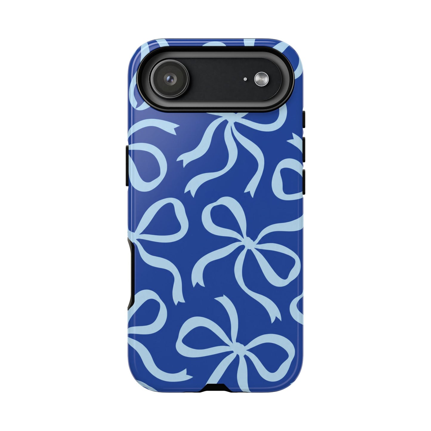 Bold Cobalt Blue and Powder Blue Bow Pattern Phone Case