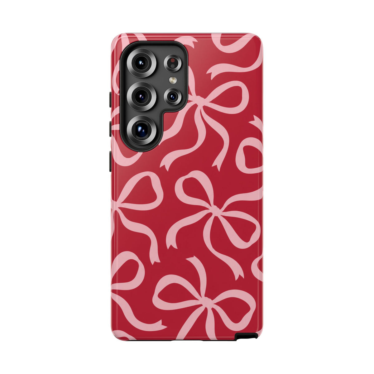 Bold Raspberry Red and Blush Pink Bow Pattern Phone Case