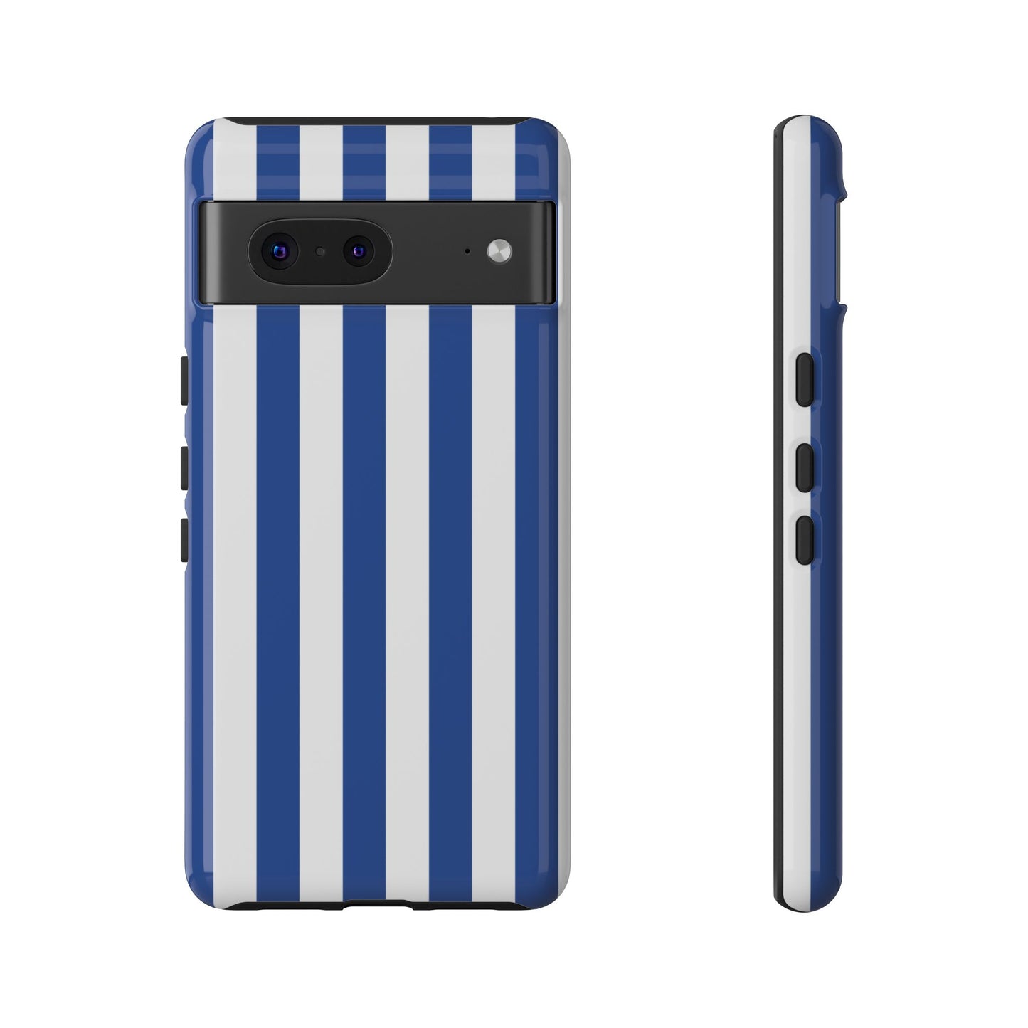 Google Pixel 7 / Glossy Phone Case - Simple Blue & White Stripe Pattern Phone Case