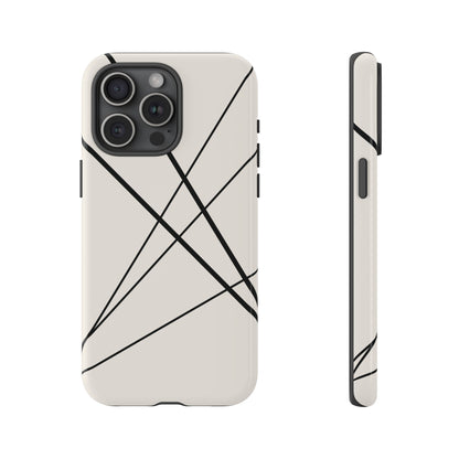 Abstract White with Black Lines Phone Case - White Phone Case - iPhone 15 Pro Max / Glossy
