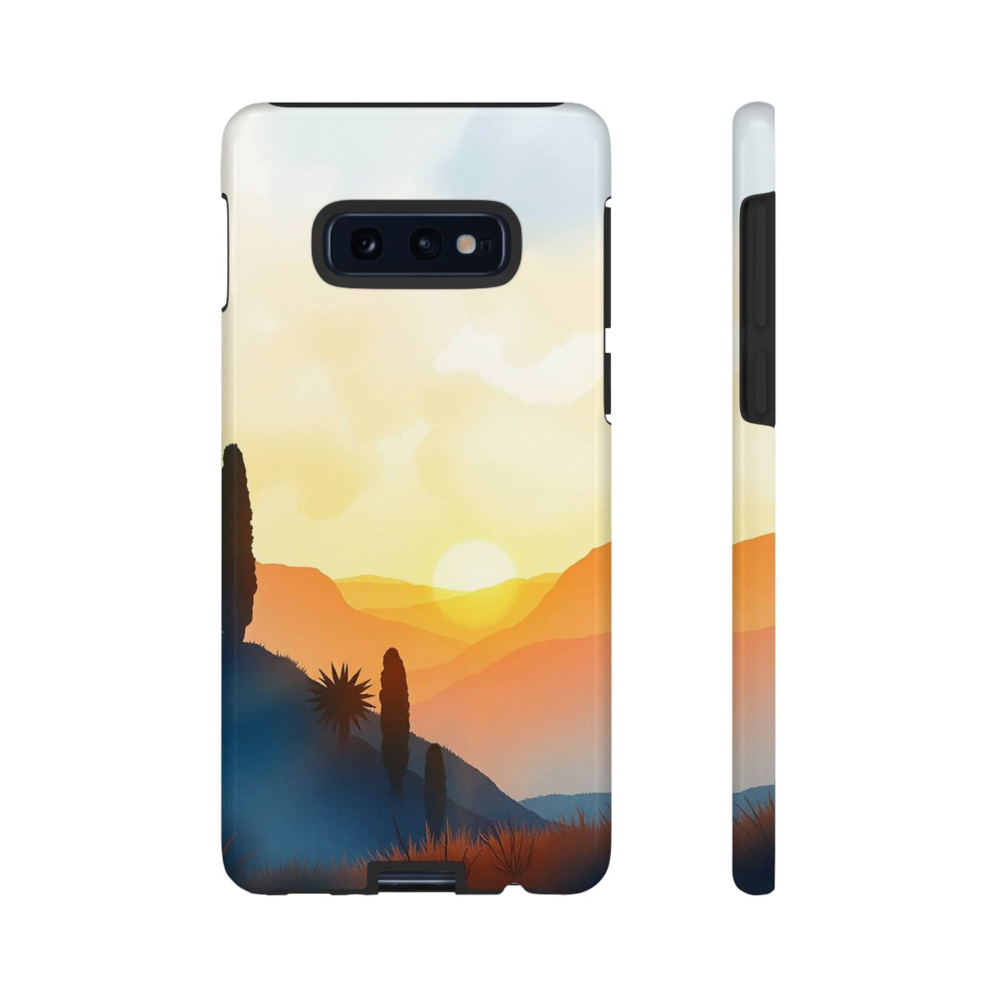 Samsung Galaxy S10E / Glossy Phone Case - Watercolour Sunset Design Phone Case