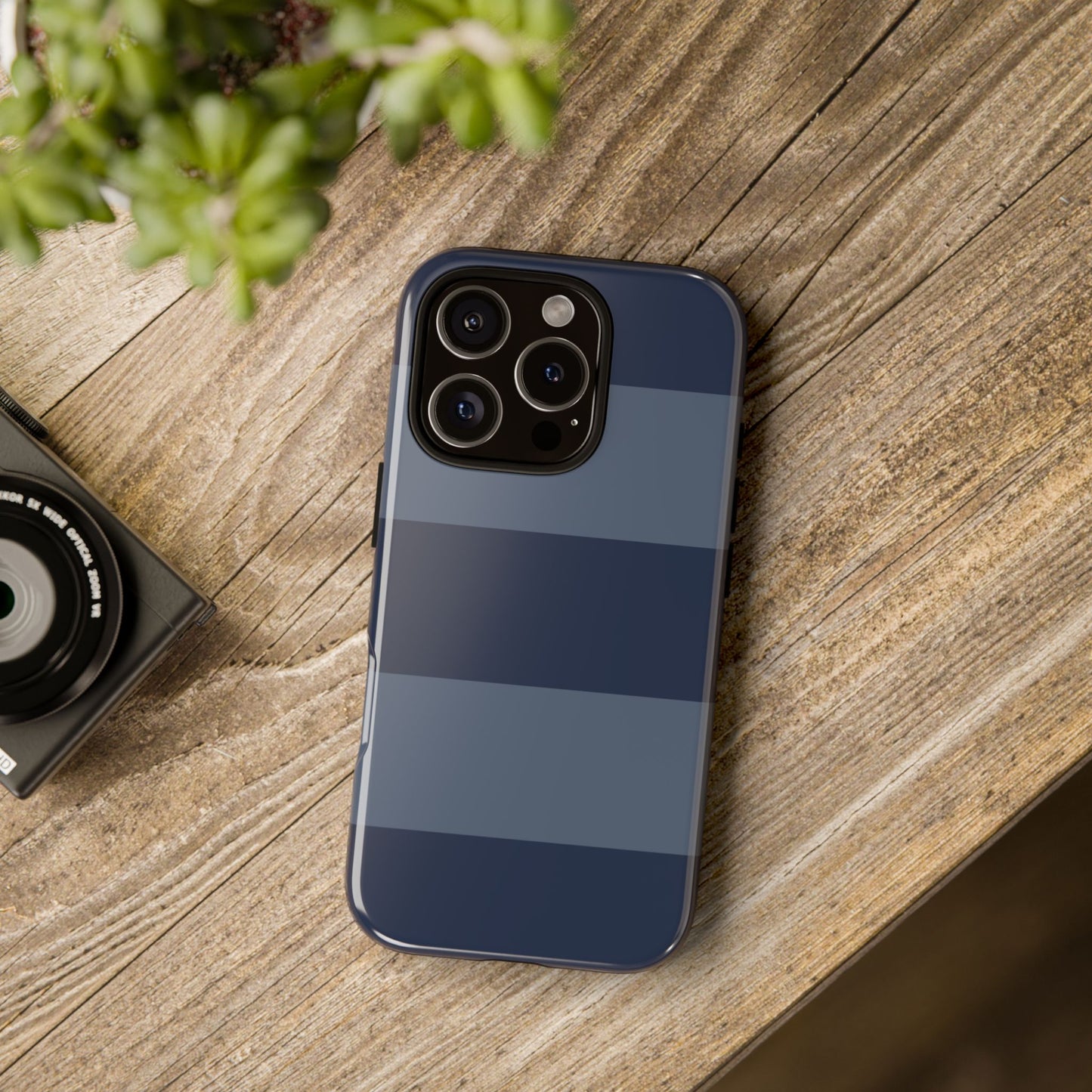 Dark Blue Horizontal Stripe Pattern Phone Case - Blue Phone Case