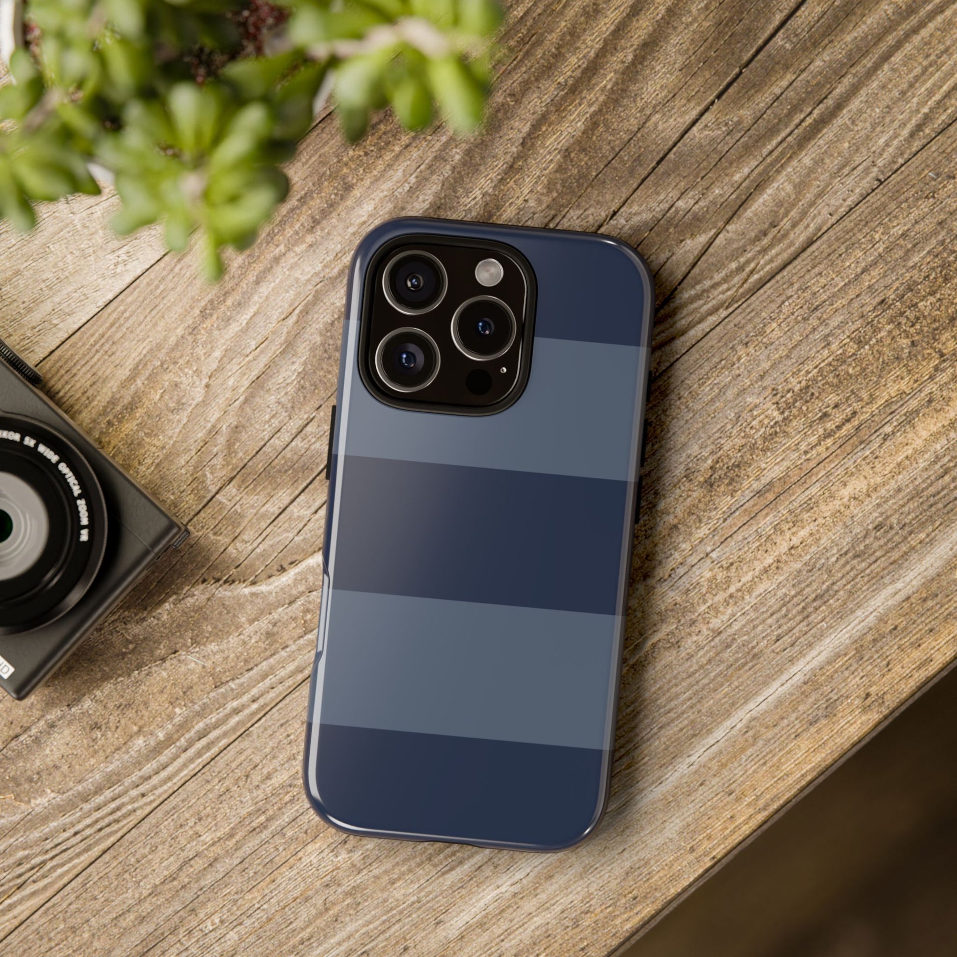 Dark Blue Horizontal Stripe Pattern Phone Case - Blue Phone Case