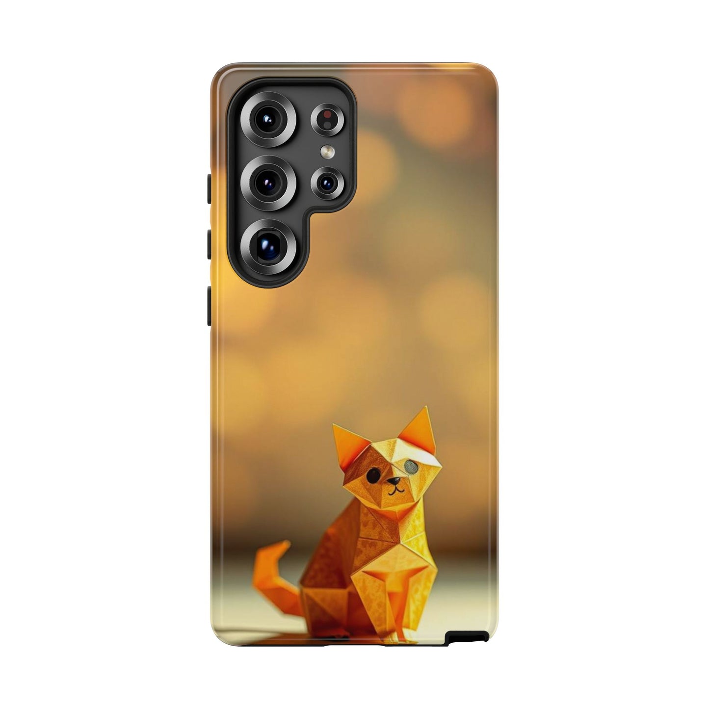 Samsung Galaxy S25 Ultra / Glossy Phone Case - Origami Cat Design Phone Case