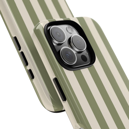 Olive & Beige Stripe Pattern Phone Case - Green Phone Case