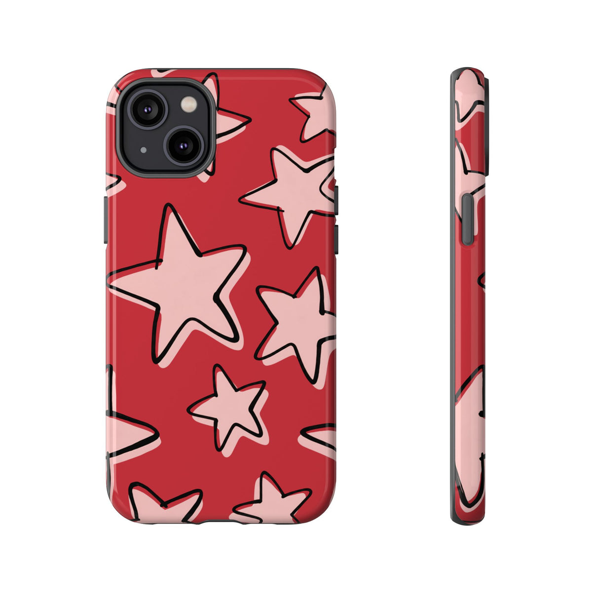 Cherry Red Doodle Star Phone Case