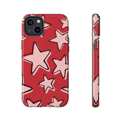 Cherry Red Doodle Star Phone Case