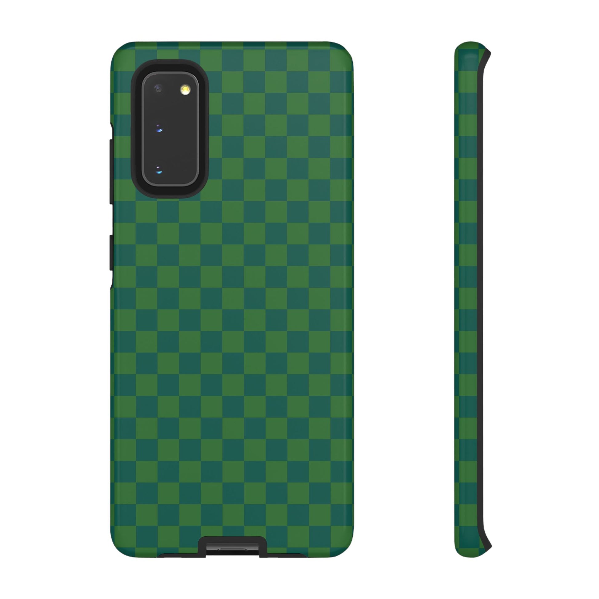 Samsung Galaxy S20 / Glossy Phone Case - ’Bold Green Checkered Pattern’ Phone Case