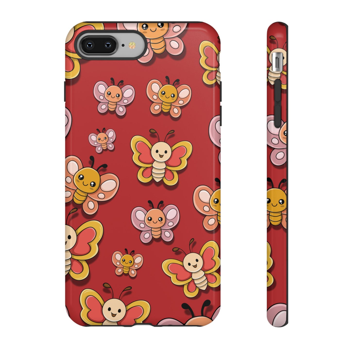 iPhone 8 Plus / Glossy Phone Case - Red Butterfly Sticker Design Phone Case