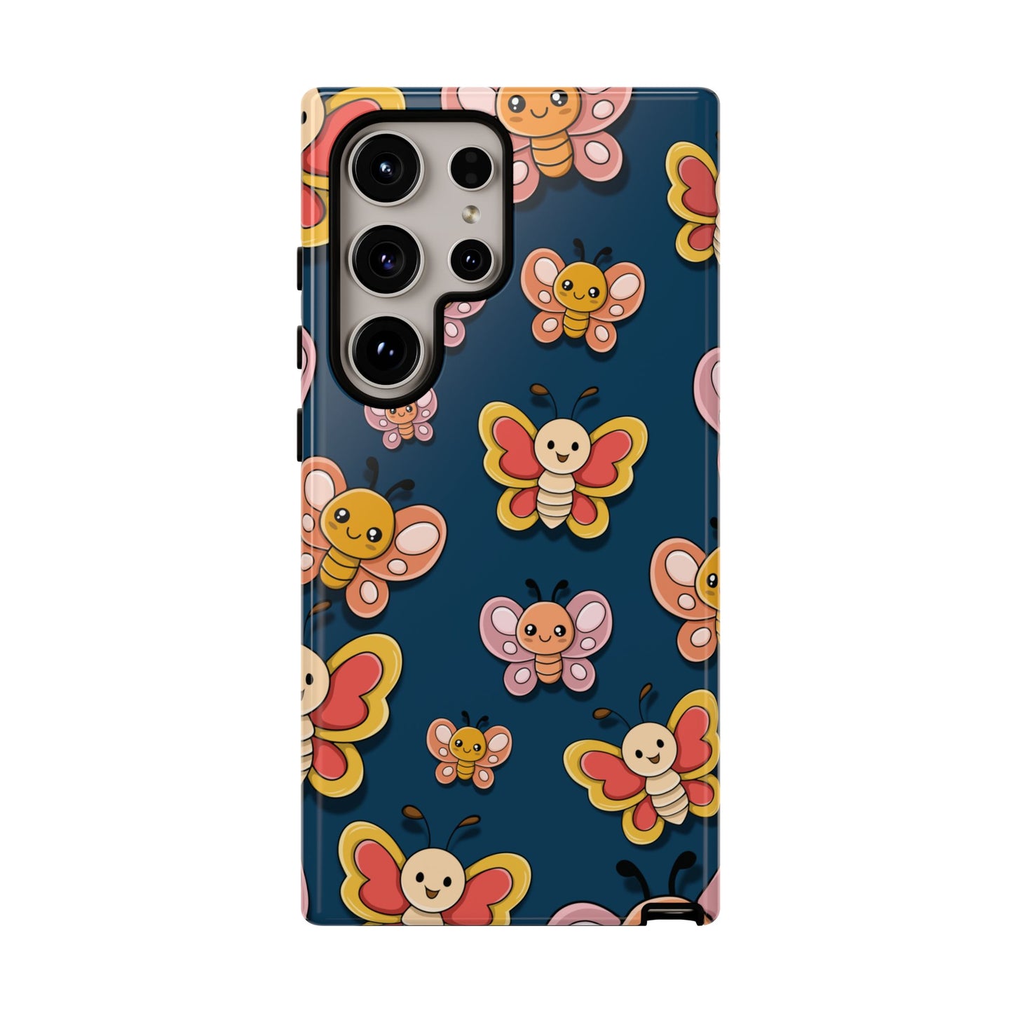 Dark Blue Butterfly Sticker Design Phone Case - Blue Phone Case - Samsung Galaxy S24 Ultra / Glossy