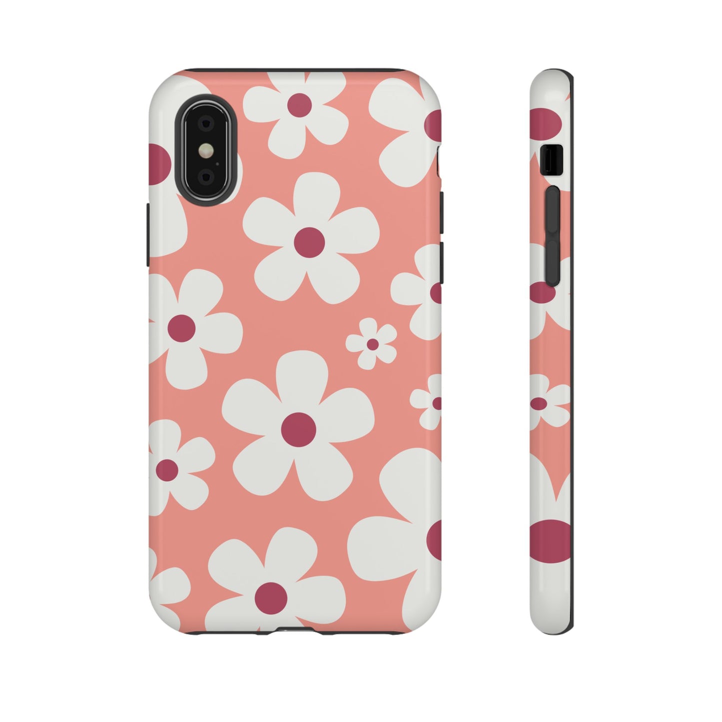 iPhone X / Glossy Phone Case - Cute Pink Daisy Pattern #2 Phone Case
