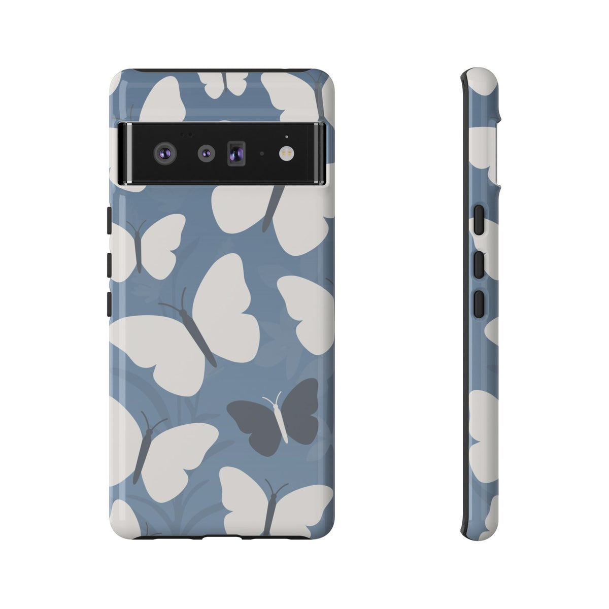Minimalist Light Blue Butterfly Pattern Phone Case - Blue Phone Case - Google Pixel 6 Pro / Glossy