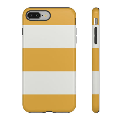 iPhone 8 Plus / Glossy Phone Case - Yellow & White Horizontal Stripe Pattern Phone Case