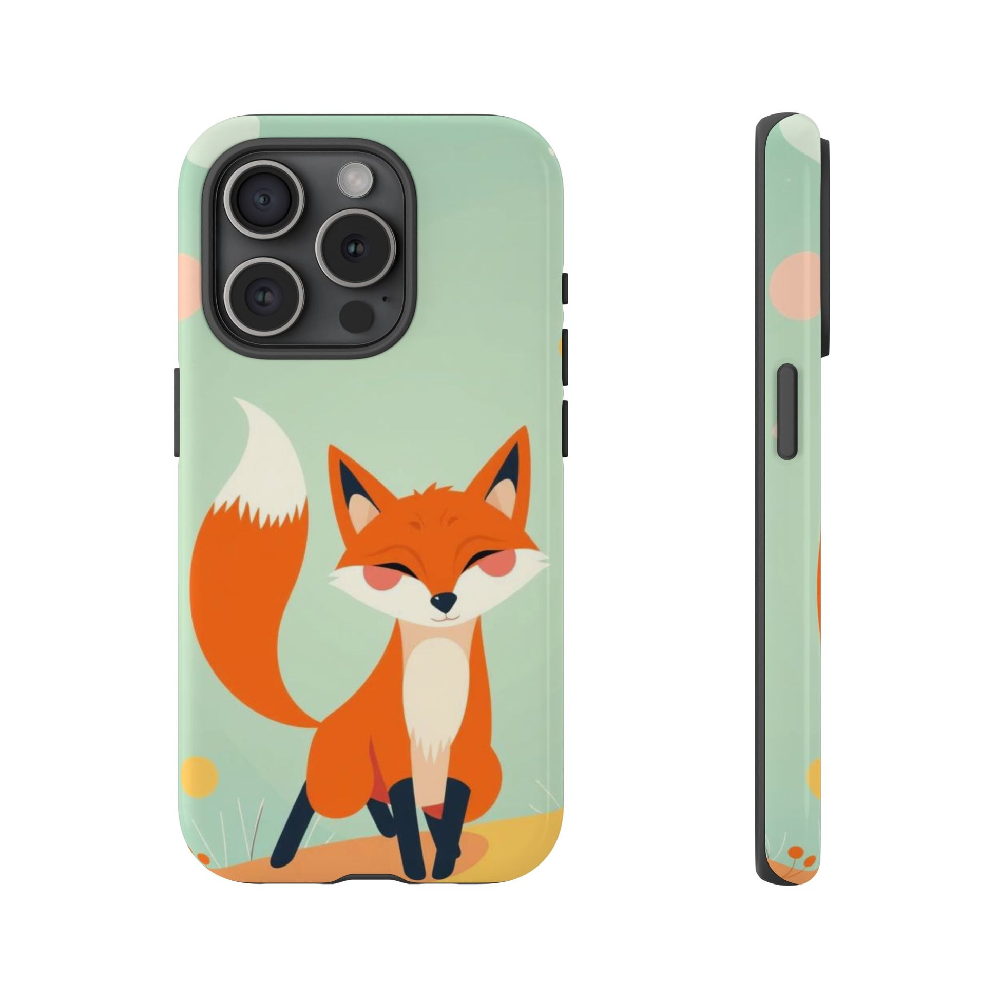 Cute Happy Fox Design Phone Case - Multicolor Phone Case - iPhone 15 Pro / Glossy