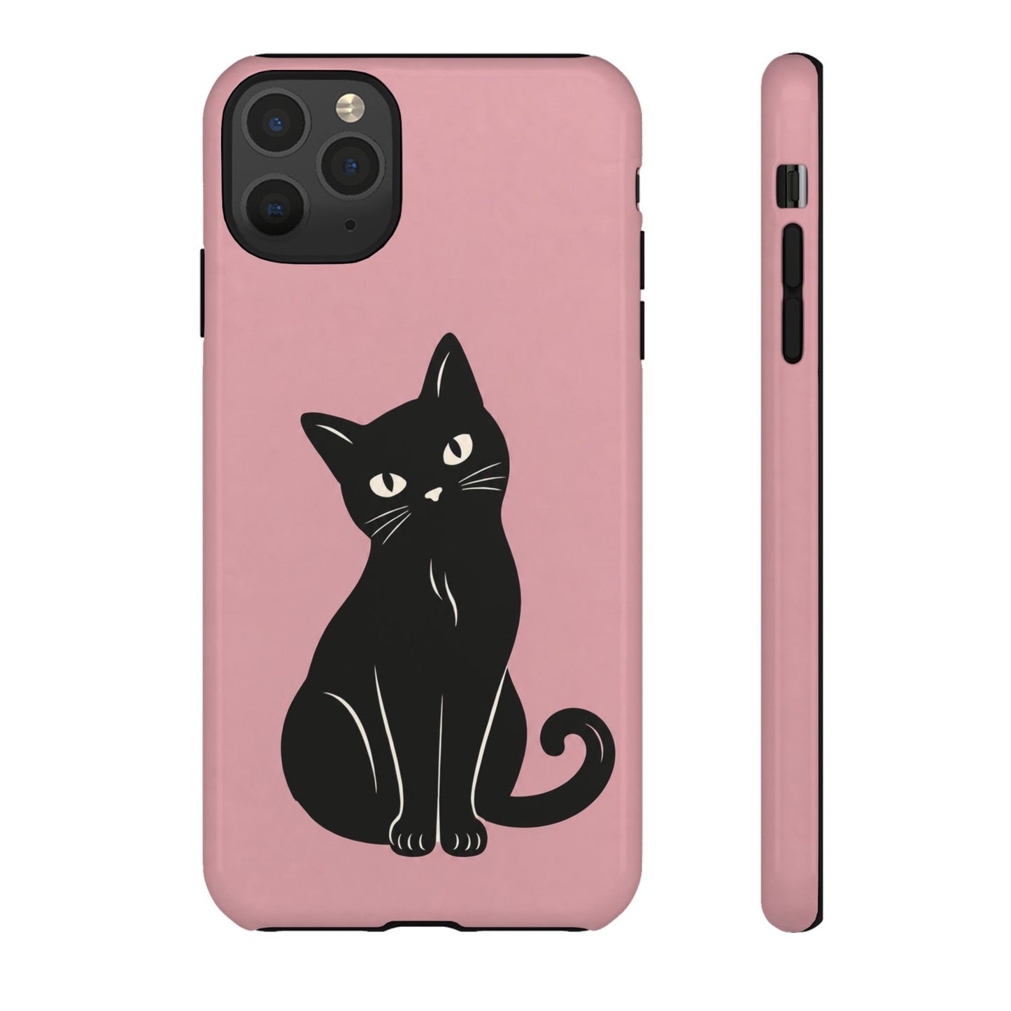 Minimalist Blush Pink & Black Cat Phone Case