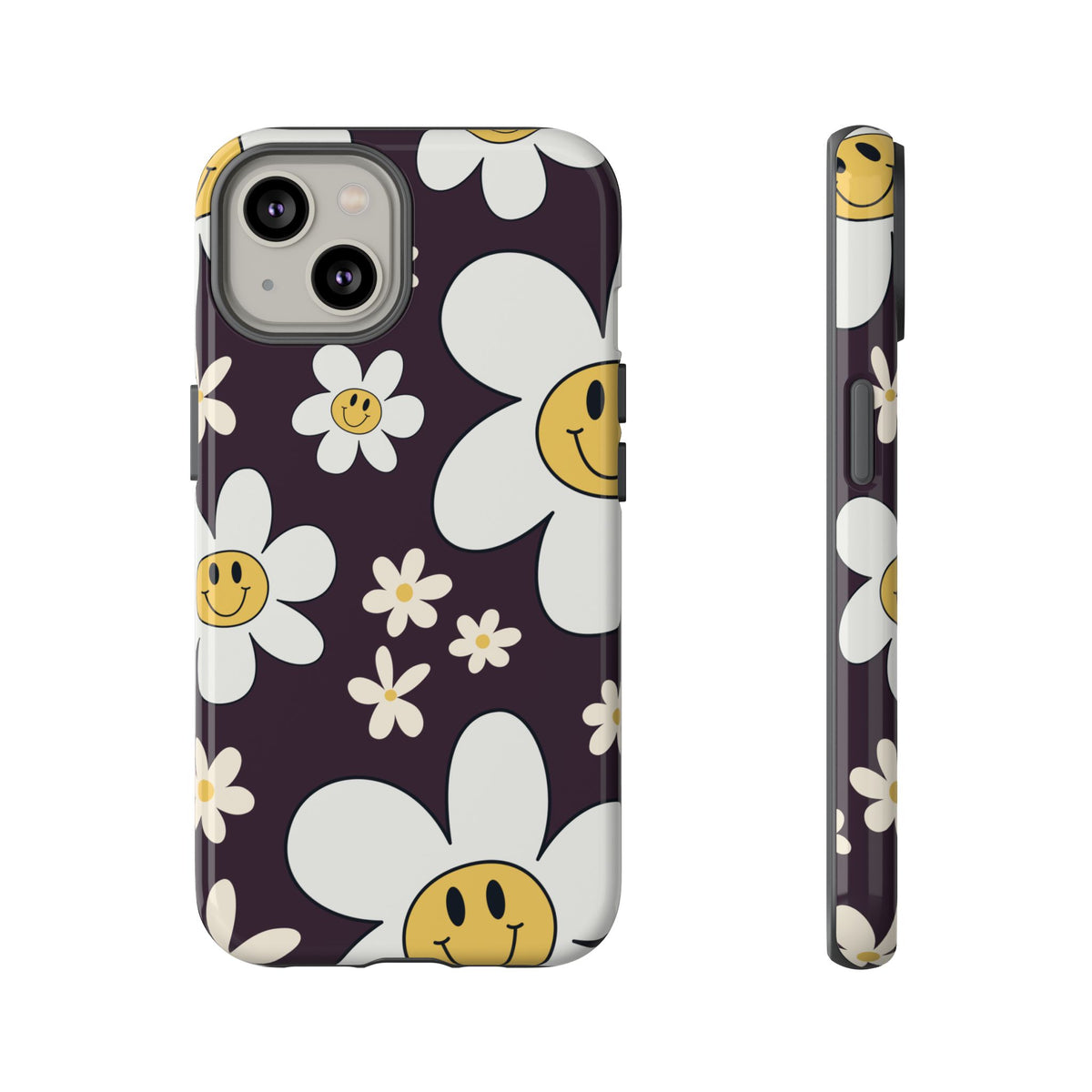 Fun Retro Daisy Pattern with Purple Background Phone Case - Purple Phone Case - iPhone 14 / Glossy