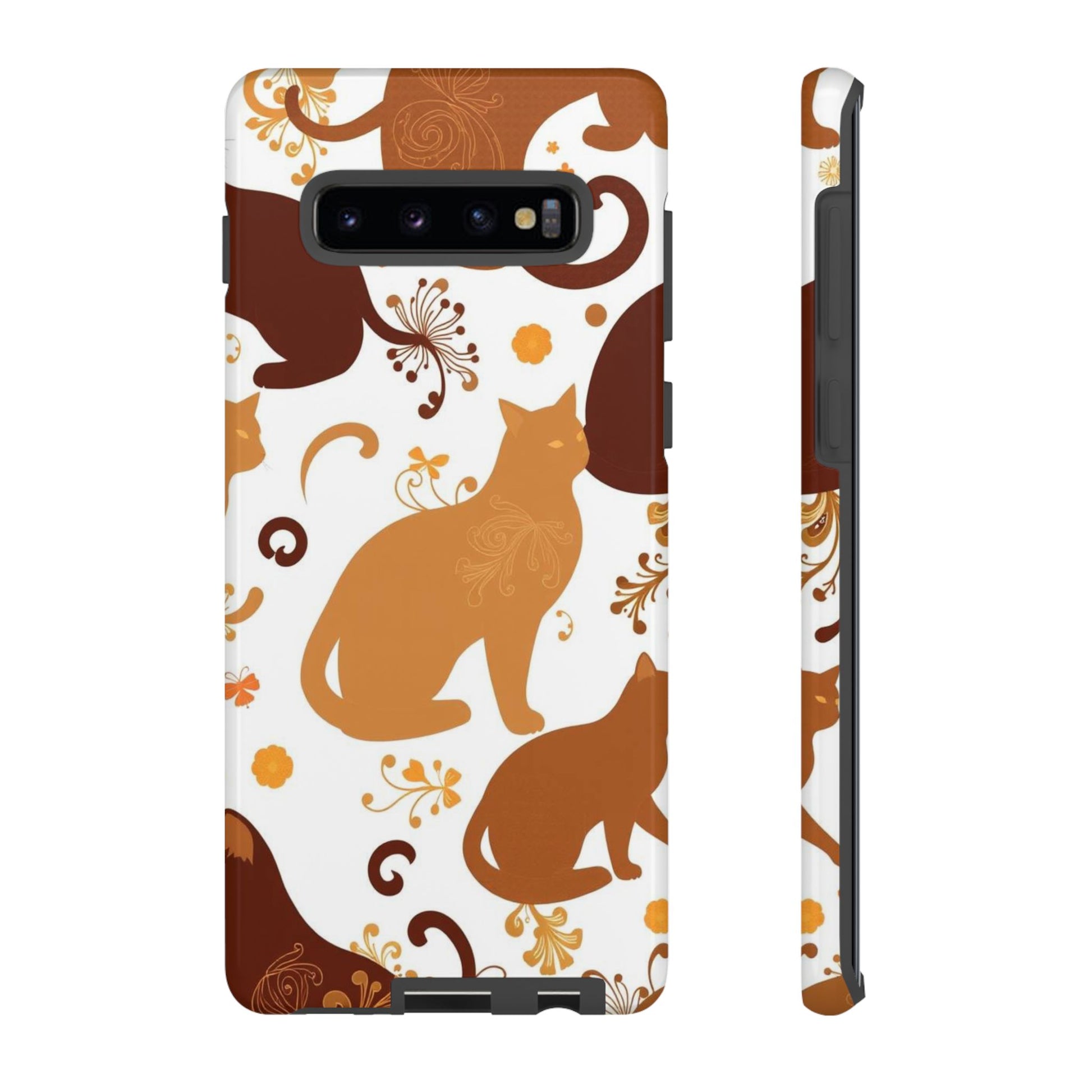 Abstract Cat Pattern Phone Case - White Phone Case - Samsung Galaxy S10 Plus / Glossy