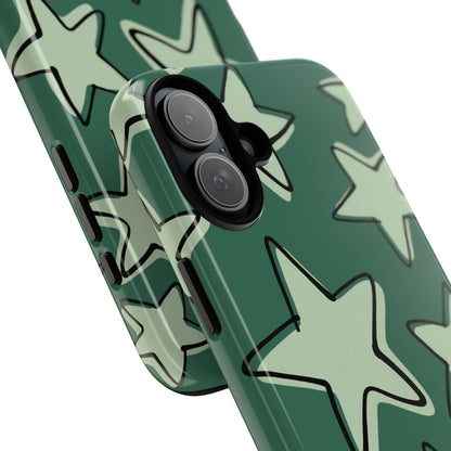 Forest Green Doodle Star Phone Case