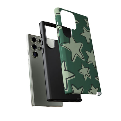 Forest Green Doodle Star Phone Case