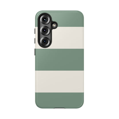 Green & White Horizontal Stripe Pattern Phone Case - Green Phone Case - Samsung Galaxy S25 / Glossy
