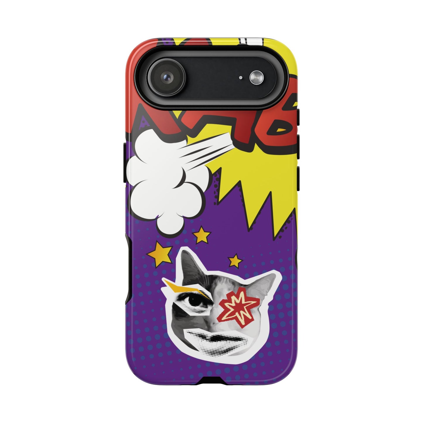Bold Purple Pop Art Cat Phone Case - Purple Phone Case - iPhone 17 Air / Glossy