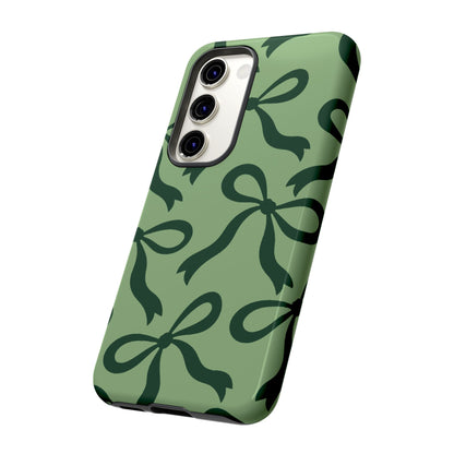 Bold Sage Green and Forest Green Bow Pattern Phone Case - Green Phone Case