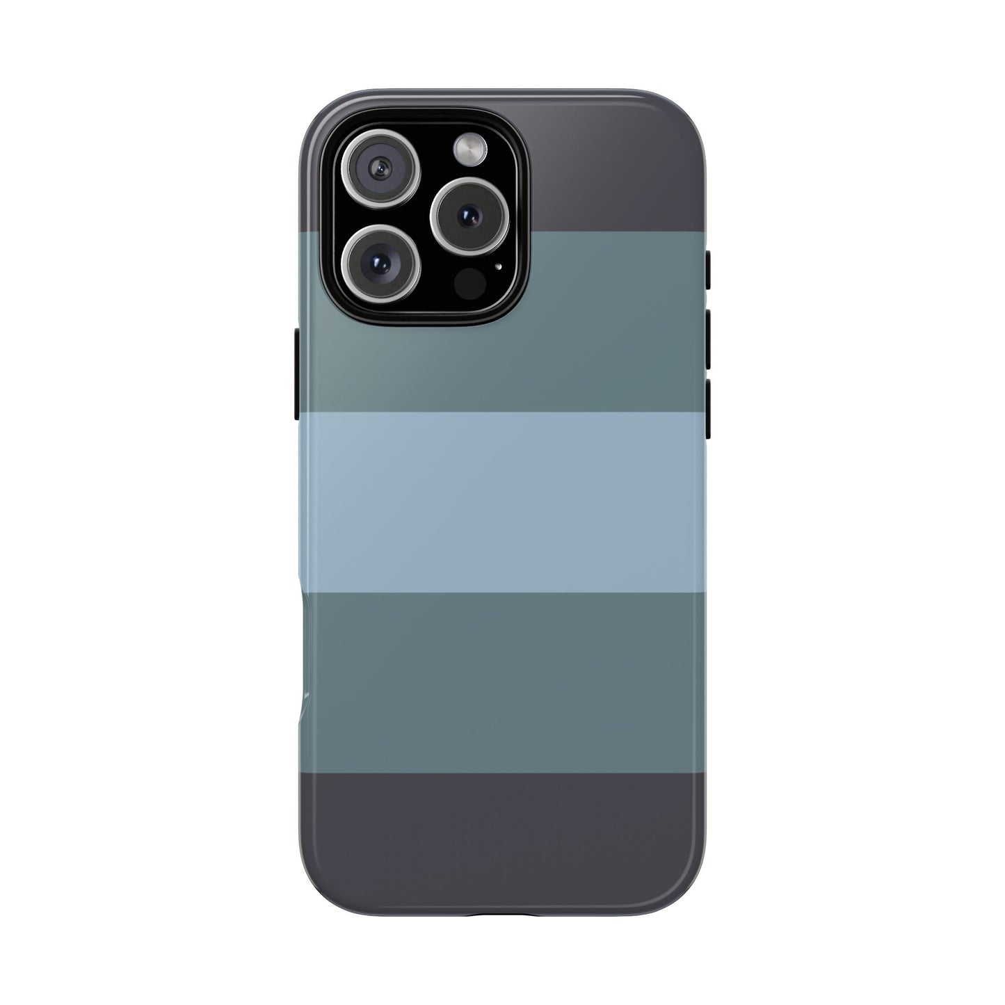 iPhone 16 Pro Max / Glossy Phone Case - Shades of Blue Horizontal Stripe Pattern Phone Case