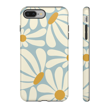 Retro Light Blue Daisy Pattern Phone Case - Blue Phone Case - iPhone 8 Plus / Glossy