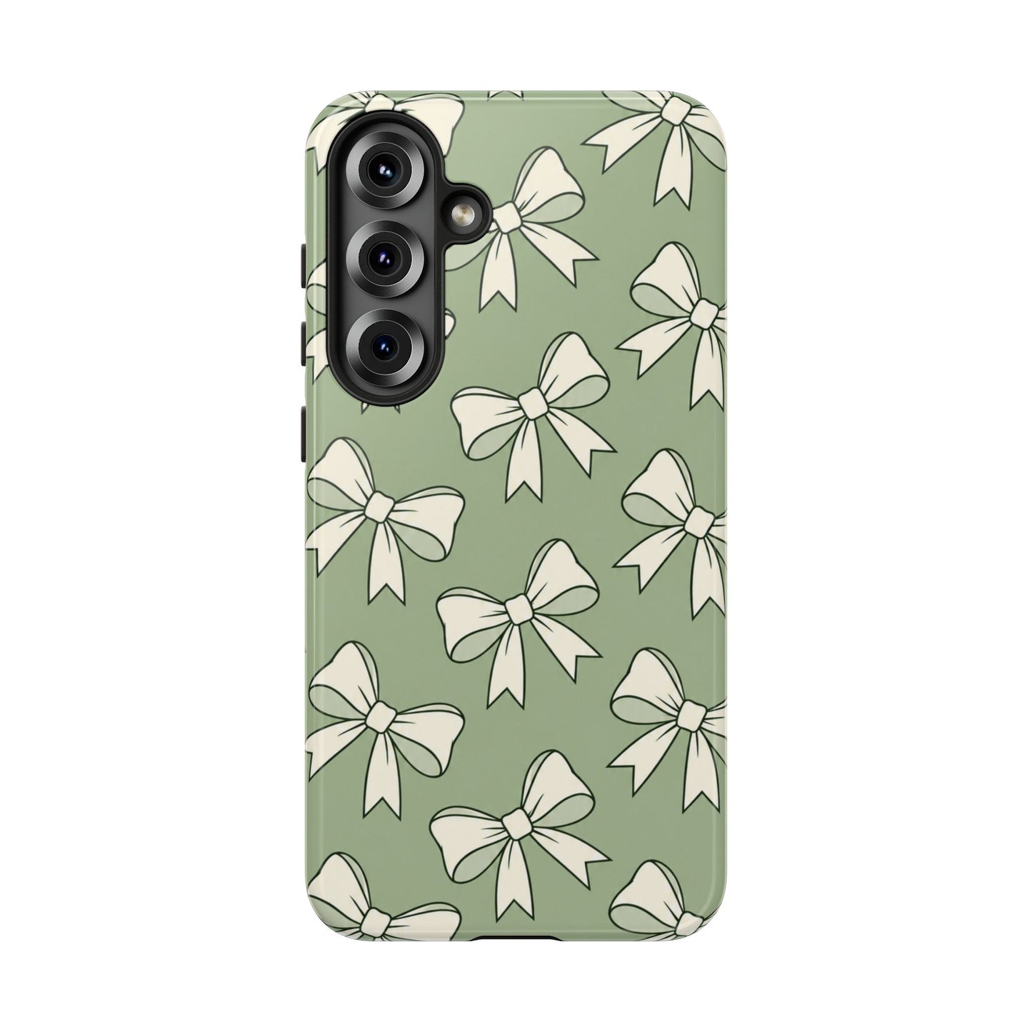 Chic Sage Green Bow Pattern Phone Case