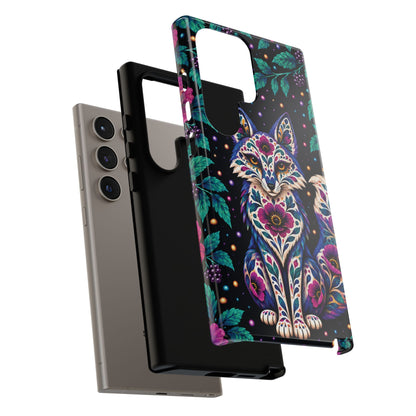 Vibrant Purple and Teal Calavera Fox Phone Case - Multicolor Phone Case