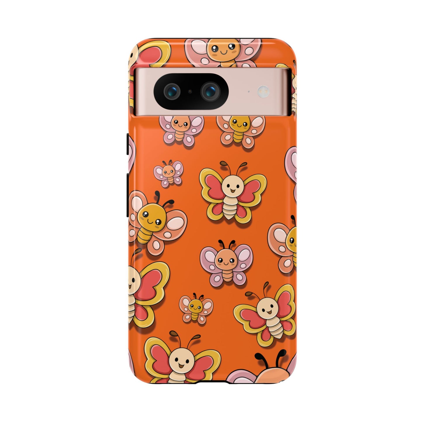 Google Pixel 8 / Glossy Phone Case - Orange Butterfly Sticker Design Phone Case