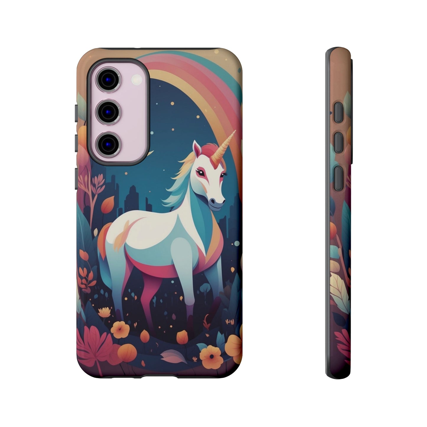 Samsung Galaxy S23 Plus / Glossy Phone Case - Stylised Unicorn & Rainbow Design Phone Case