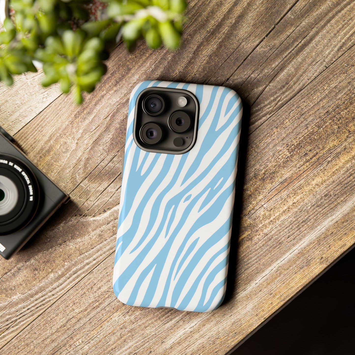 Sky Blue Tiger Print Phone Case