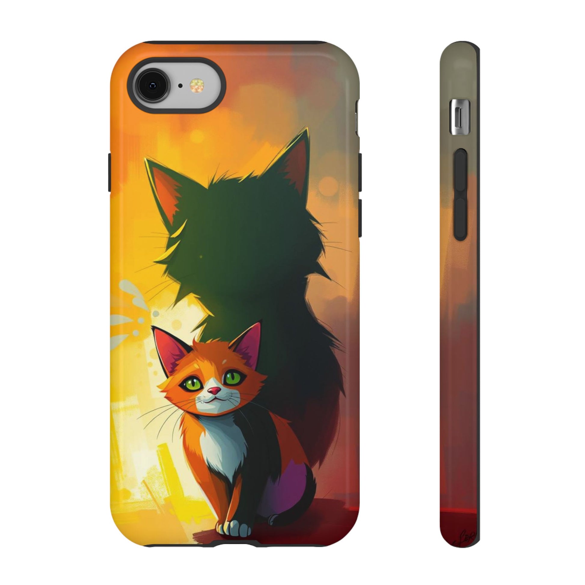 Acrylic Style Shadow Cat Design Phone Case - Multicolor Phone Case - iPhone 8 / Glossy