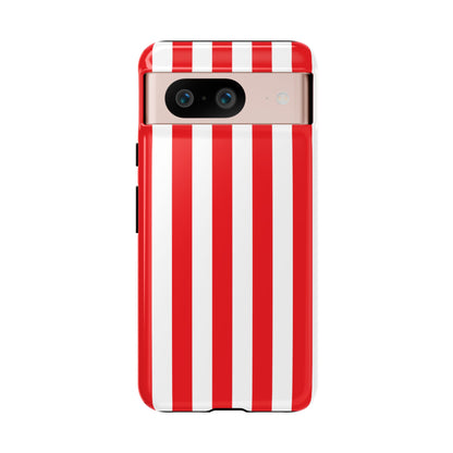 Google Pixel 8 / Glossy Phone Case - Simple Red & White Stripe Pattern Phone Case