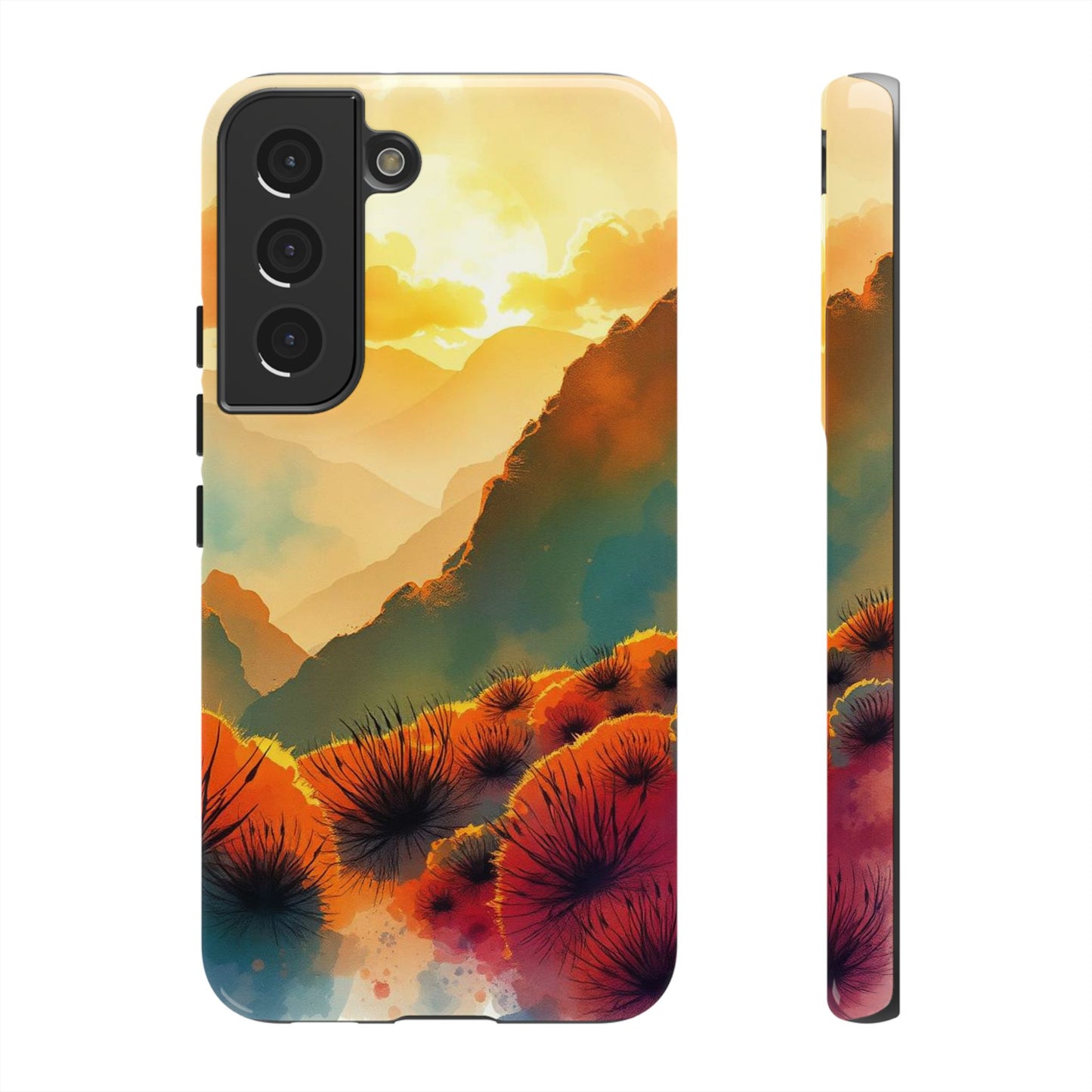 Samsung Galaxy S22 / Glossy Phone Case - Ideallic Watercolour Sunset Design Phone Case