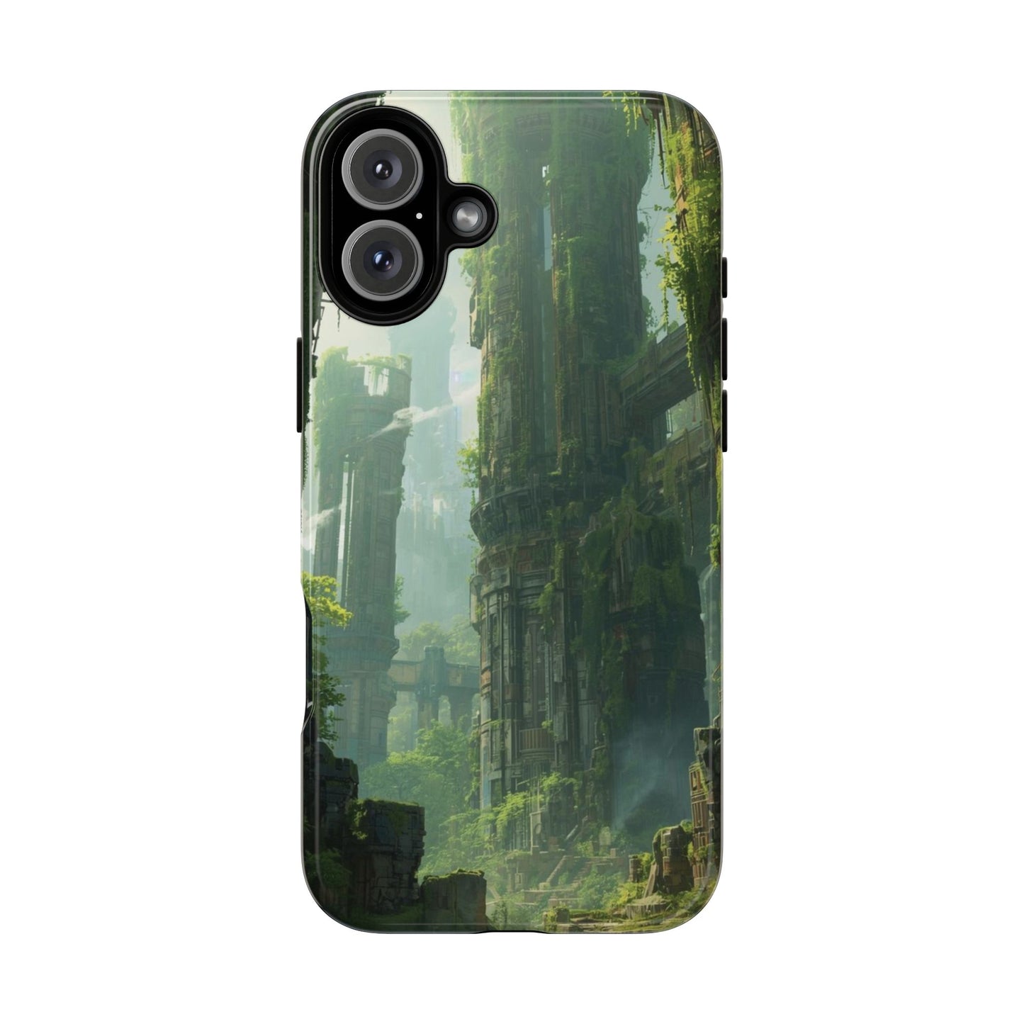 iPhone 16 Plus / Glossy Phone Case - Overgrown Future Ruins Sci-fi Phone Case