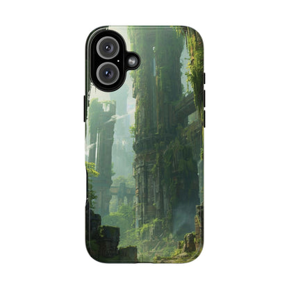 iPhone 16 Plus / Glossy Phone Case - Overgrown Future Ruins Sci-fi Phone Case