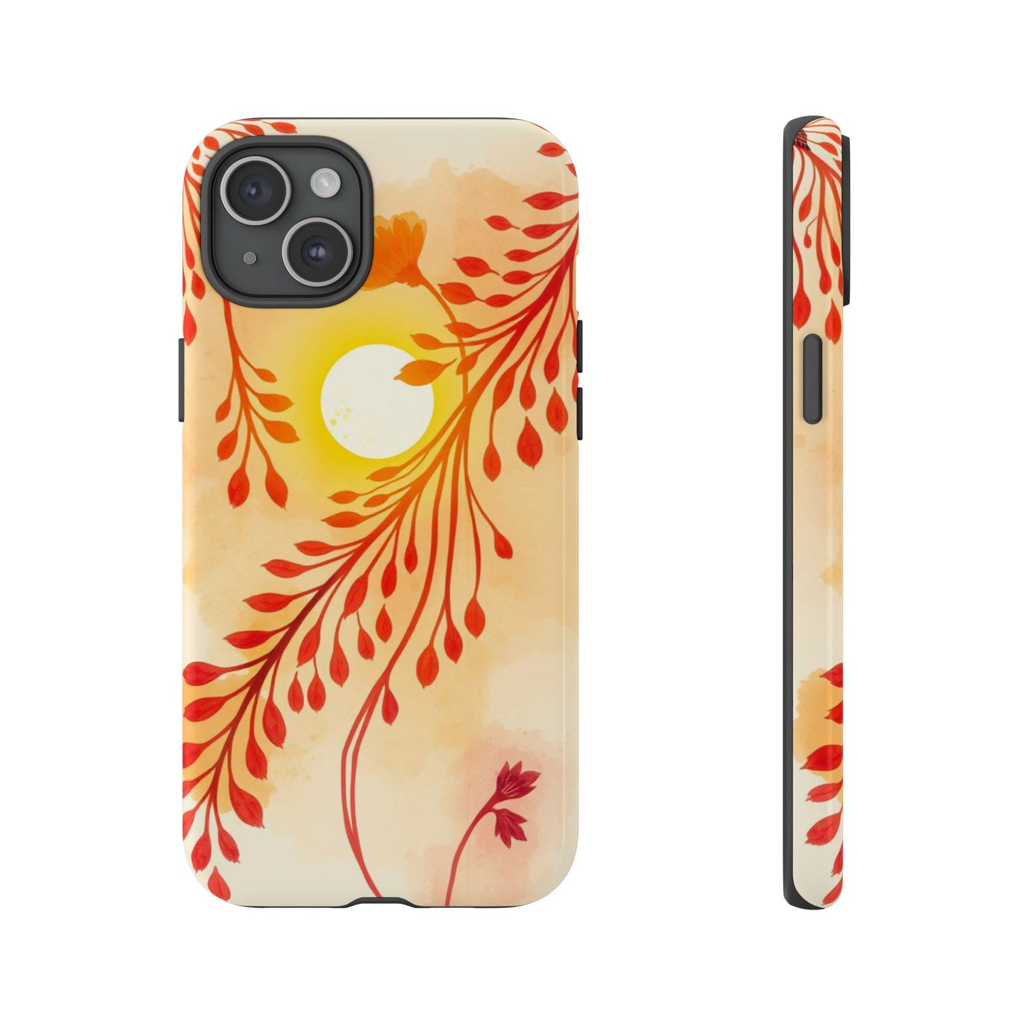 iPhone 15 Plus / Glossy Phone Case - Boho Chic Watercolour Sunset Design Phone Case