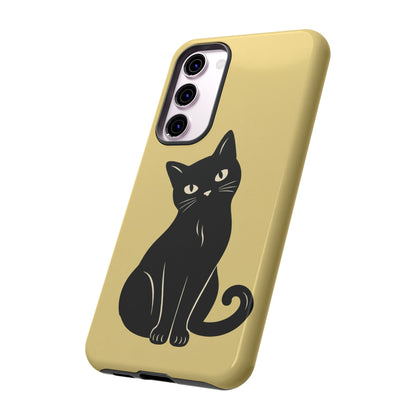 Minimalist Butter Yellow & Black Cat Phone Case