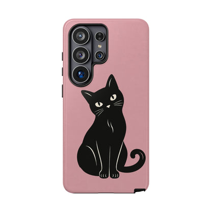 Minimalist Blush Pink & Black Cat Phone Case