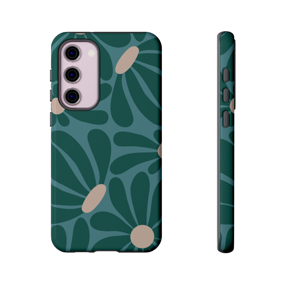 Retro Turquoise Daisy Pattern Phone Case - Green Phone Case - Samsung Galaxy S23 Plus / Glossy