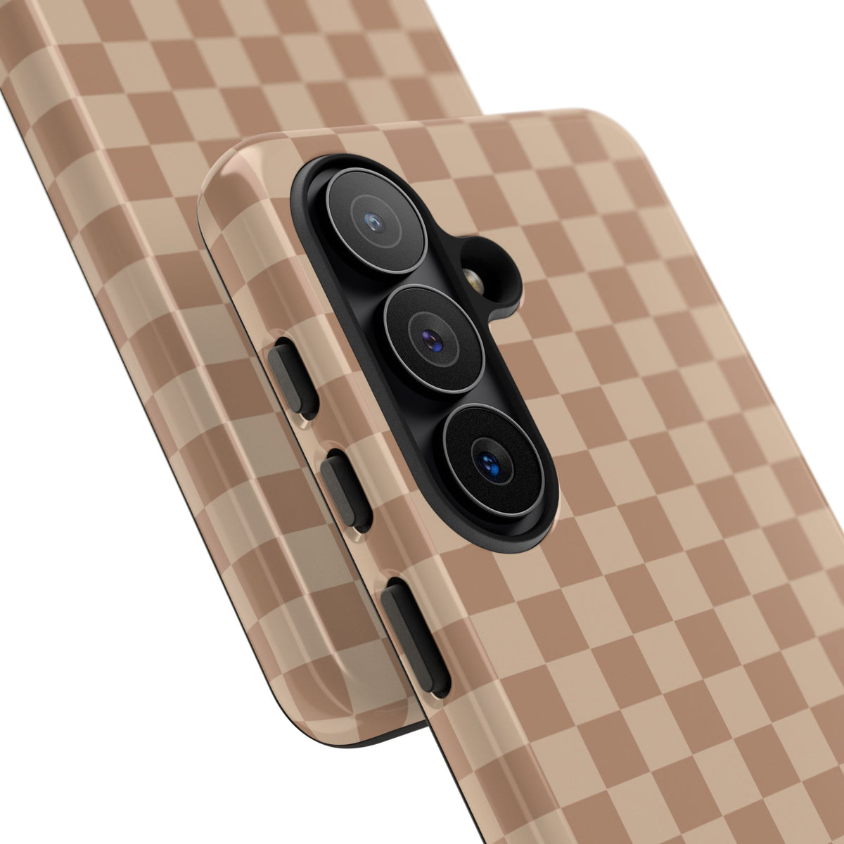 Bold Tan Small Checked Pattern Phone Case - Brown Phone Case