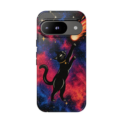 Whimsical Multicolour Celestial Black Cat Phone Case