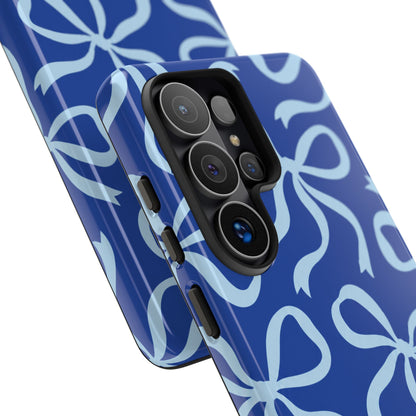 Bold Cobalt Blue and Powder Blue Bow Pattern Phone Case