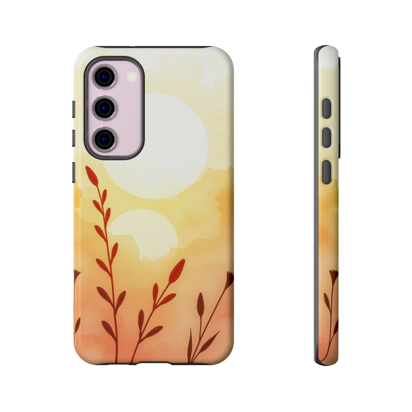 Samsung Galaxy S23 Plus / Glossy Phone Case - Watercolour Wildflower & Sun Design Phone Case