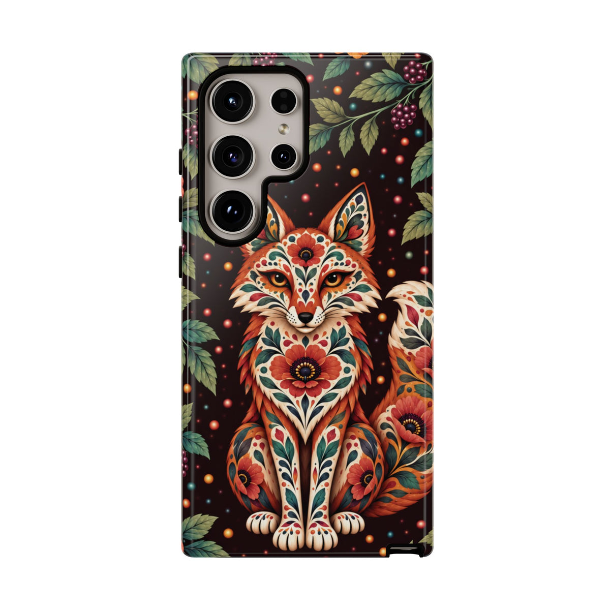 Vibrant Terracotta and Teal Calavera Fox Phone Case - Multicolor Phone Case - Samsung Galaxy S24 Ultra / Glossy