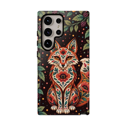 Vibrant Terracotta and Teal Calavera Fox Phone Case - Multicolor Phone Case - Samsung Galaxy S24 Ultra / Glossy